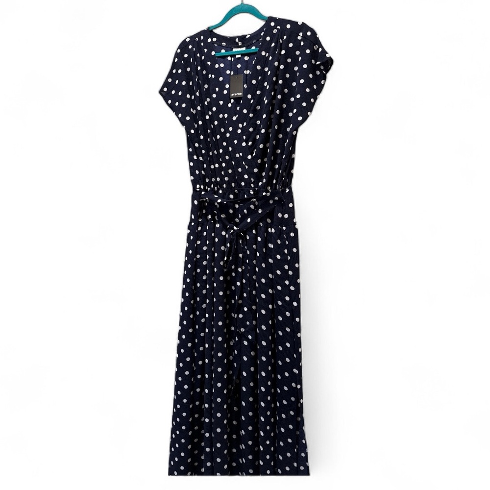 Avenue Polka Dot Navy Dress NWT